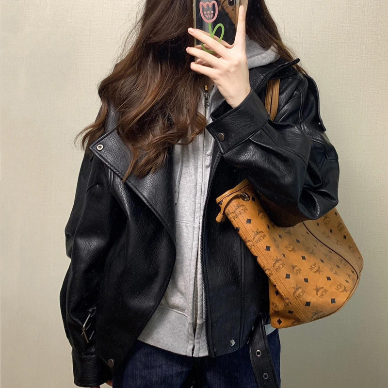 2025春秋新款真皮皮衣外套女高级感流行夹克小个子爆款酷飒风覆古,女装/女士精品,皮衣,淘宝优惠券,粉丝福利购,淘宝优惠卷