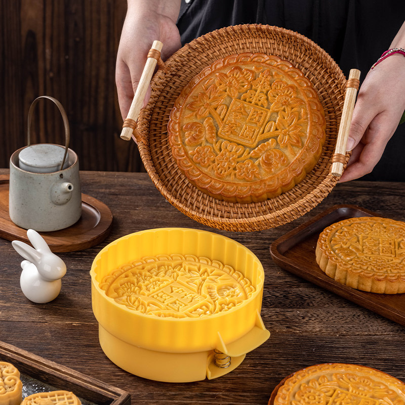 月饼模具手压式家用做2025新款按压300g中秋广式模具花好月圆大款