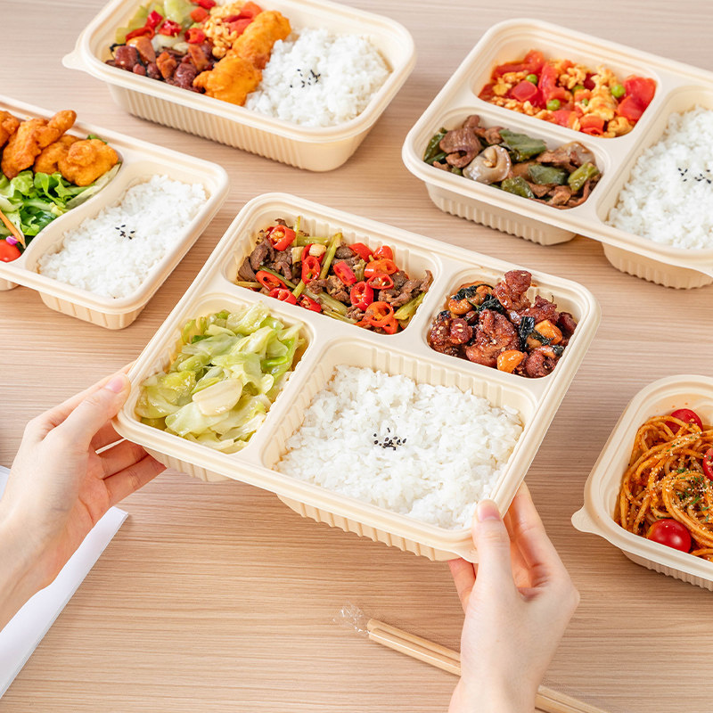 一次性碗食品级打包饭盒餐具玉米淀粉餐盘快餐盒环保长方形