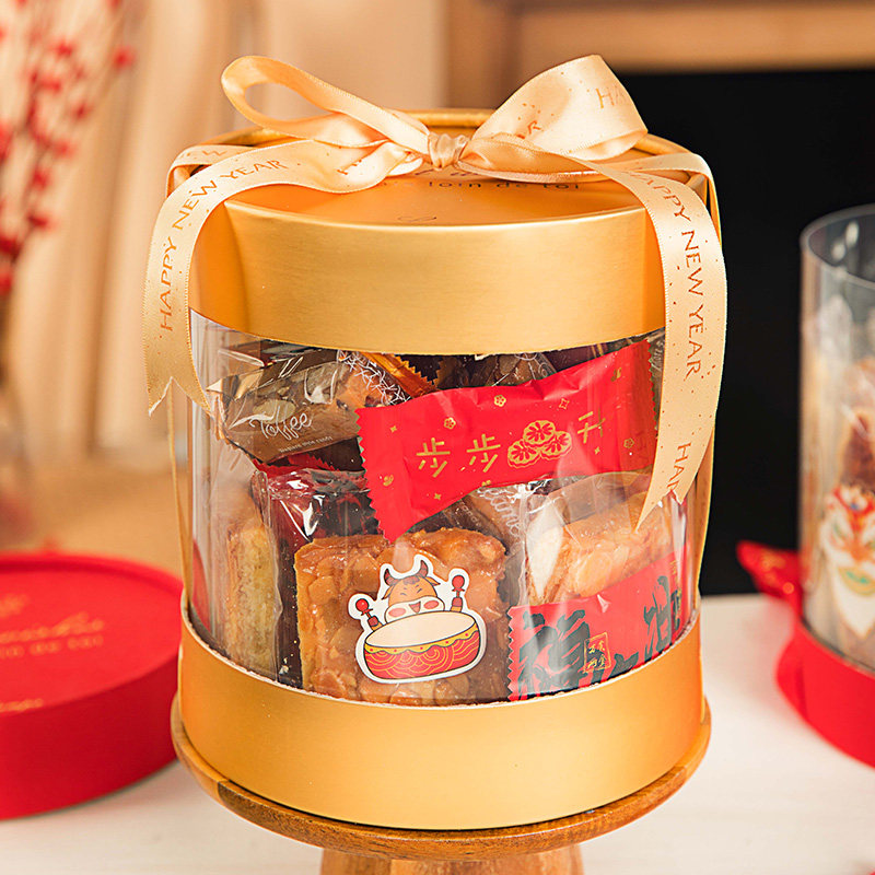 新年礼品盒抱抱桶礼物盒子礼品盒创意糖果零食罐透明空盒子