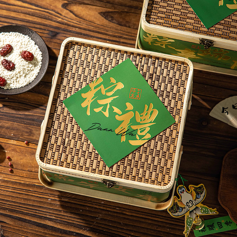 端午节节日礼盒2025新款粽子包装盒竹篮礼盒装空盒高档肉粽伴手礼