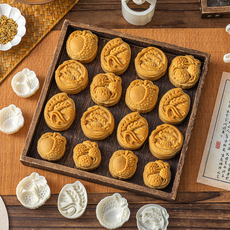 新款月饼模具绿豆糕点心辅食50g75克手压式山药糕烘焙磨具家用