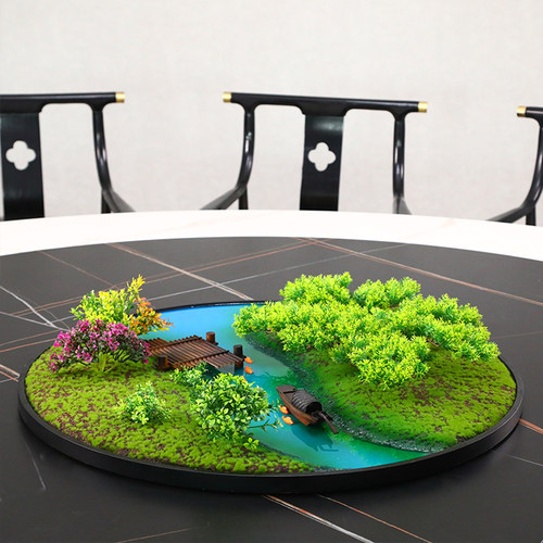 圆桌转盘装饰花中间摆件