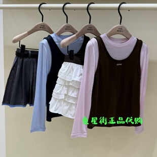 littlemoco国内代购26年秋款女童假两件拼接长袖T恤KBF3TOP002