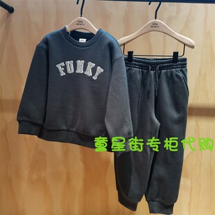 little moco专柜正品24年冬男女童加绒卫衣卫裤套装4SUT005