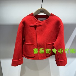 little moco专柜正品25年春女童双面呢短款大衣外套KBE1COT002