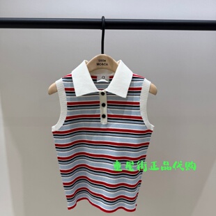 littlemoco国内代购26年夏款女童条纹翻领背心T恤KBF2SWT009
