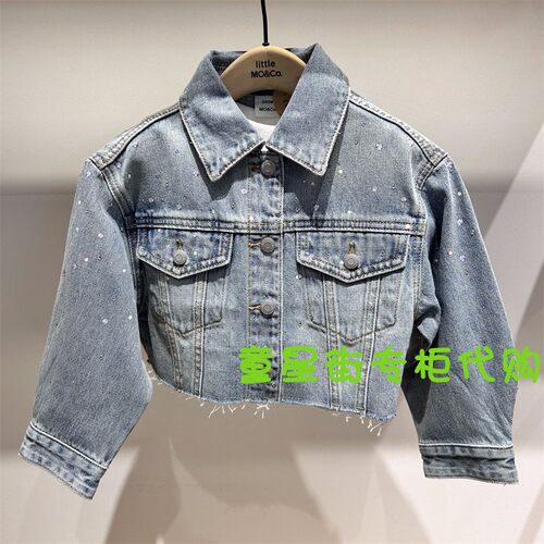 little moco25年春女童烫钻牛仔长袖短款外套KBE1JKT033