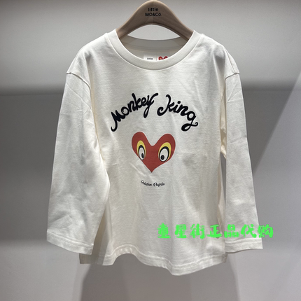 little moco专柜正品26年春款男女童纯棉圆领长袖T恤KBF1TEE013