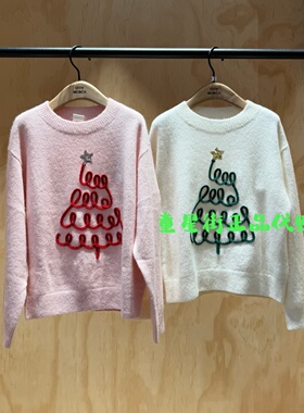 little moco专柜正品25年冬款男女童刺绣套头针织衫KBE4SWTT08奥