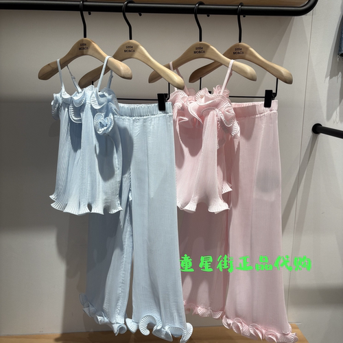 littlemoco国内代购26年夏款女童鱼骨花边吊带上衣KBF2TOP015