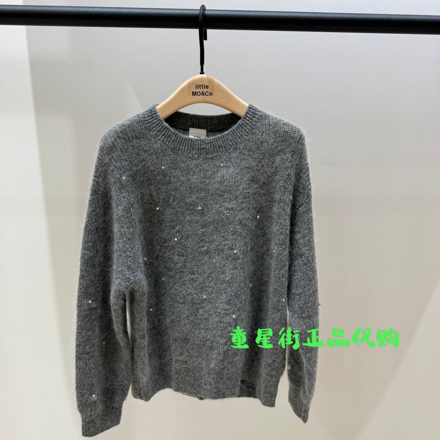 littlemoco国内代购26年冬款女童钉珠针织衫套头毛衣KBF4SWT030