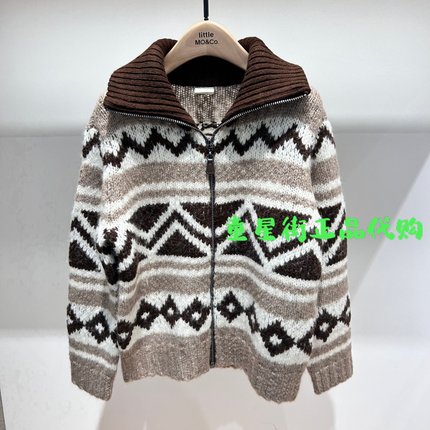 little moco专柜正品25年冬款男女童绵羊毛真是开衫KBE4CAR013