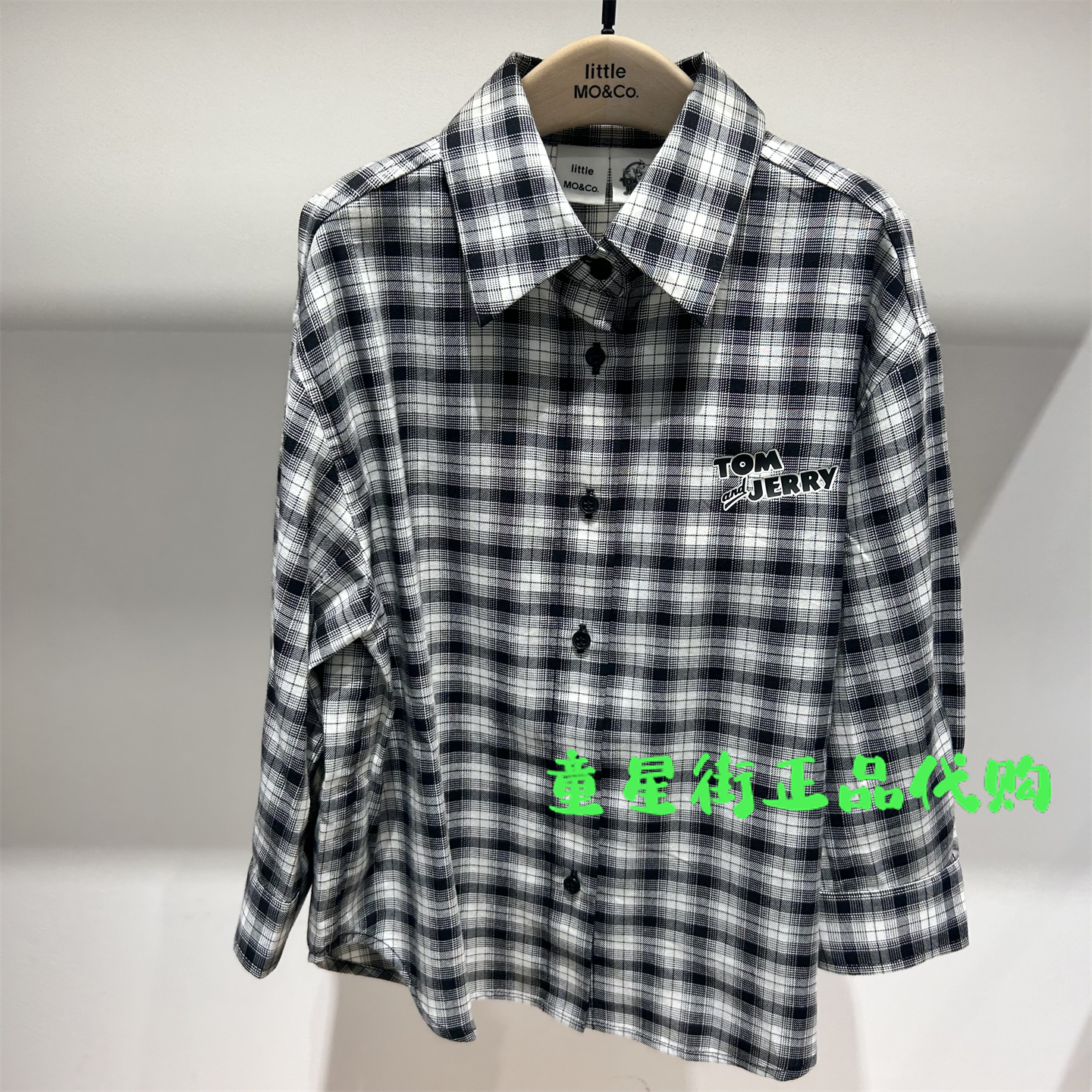 littlemoco专柜正品25年秋男女童格纹休闲长袖衬衫KBE3SHT005