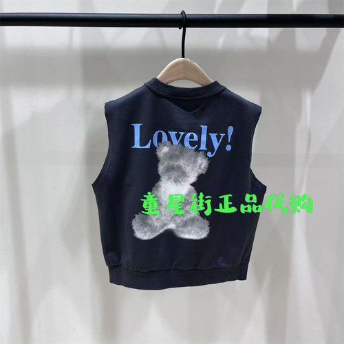 littlemoco专柜正品25年夏男女童无袖背心套头卫衣KBE2SWS001