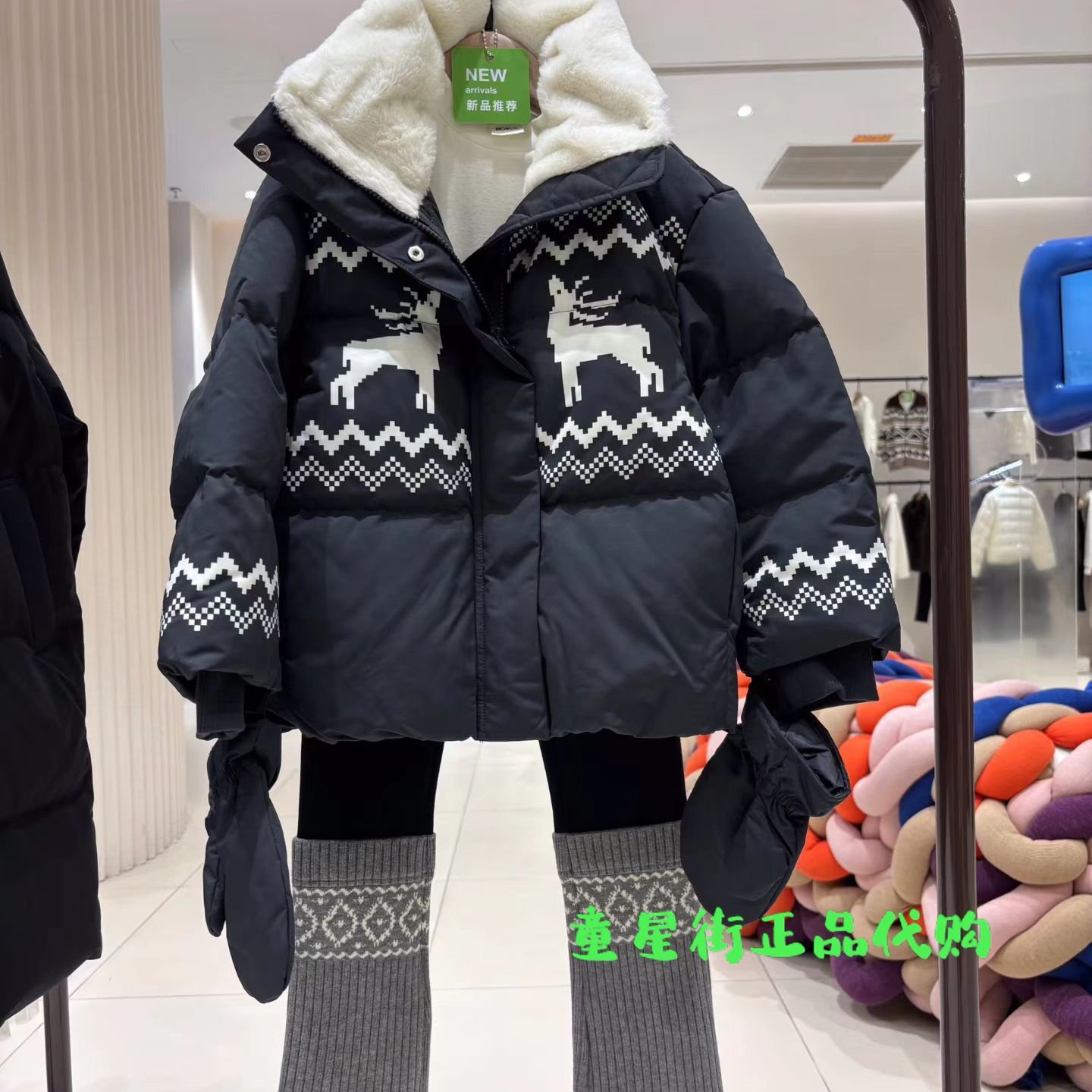 little moco专柜正品25年冬款男女童麋鹿圣诞羽绒服KBE4EIN047