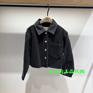little moco专柜26春款女童短款烫钻牛仔衬衫外套KBF1JKT014