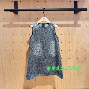 littlemoco国内代购26年秋款女童烫钻豹纹牛仔连衣裙KBF3DRS012