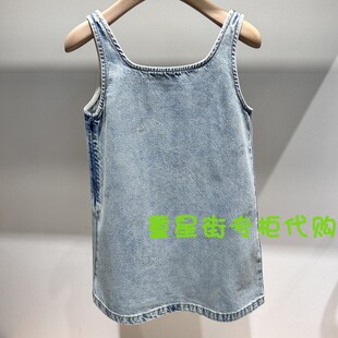 little moco专柜25年夏女童无袖牛仔背心连衣裙KBE2DRS032