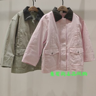 little moco专柜正品26年春款男女童拼接翻领棉服外套KBF1QJK016