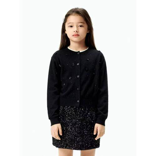 little moco专柜正品25年秋女童钉钻毛织开衫短款外套KBE3CAR001