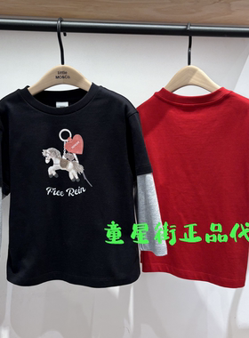 littlemoco专柜正品26年春款男女童假两件纯棉长袖T恤KBF1TEE020