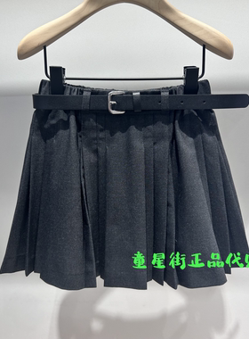 little moco专柜正品26年春款女童学院风百褶裙半身裙KBF1SKT011