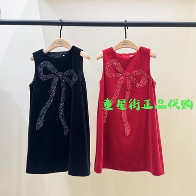 little moco专柜正品25年冬款女童丝绒背心连衣裙KBE4DRS010