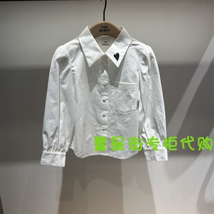 little moco专柜正品25年春女童学院风爱心长袖衬衫KBE1SHT001