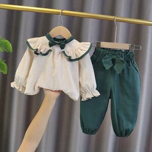 童装女童春秋装套装2023新款衬衫女宝宝洋气春装小女孩网红两件套