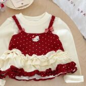 春秋装 甜美公主女童长袖 T恤2025新款 儿童假两件甜美洋气女孩上衣