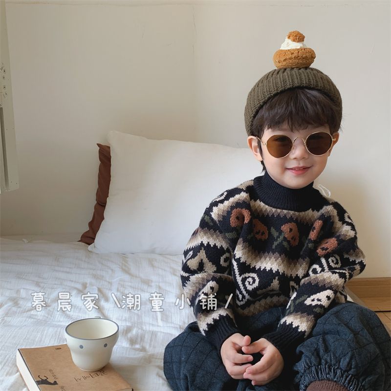 新款男童半高领毛衣打底衫