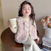 秋冬羊羔毛女童宝宝新款 加绒加厚保暖外穿背心坎肩2026女童马甲