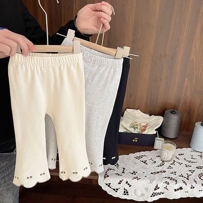 春秋装薄款女童优雅风微喇叭裤子