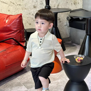 夏季儿童上衣冰丝短袖男童女童POLO衫儿童针织T恤童装宝宝空调衫