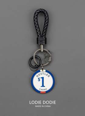 LodieDodie原创好运陶瓷筹码汽车钥匙扣挂件链包挂饰绳情侣高级感