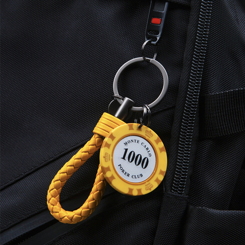 筹码好运编织汽车钥匙扣挂件链多环书背包挂饰情侣高级感男女礼品
