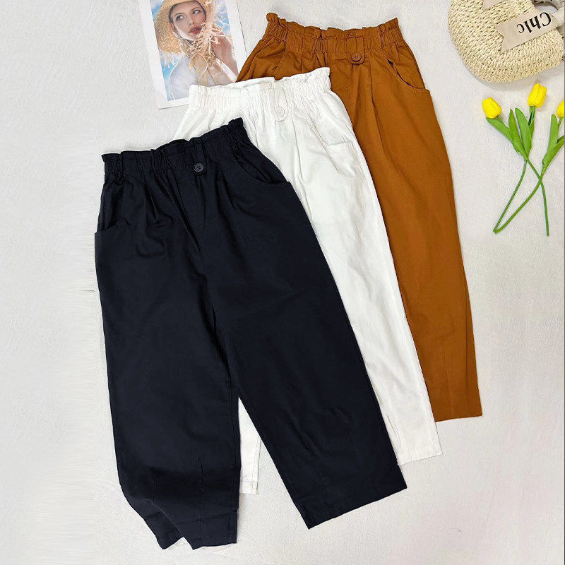 八分奶奶裤女早秋2026新款高腰休闲哈伦裤小个子宽松九分阔腿裤子,女装/女士精品,大码裤装,淘宝优惠券,粉丝福利购,淘宝优惠卷