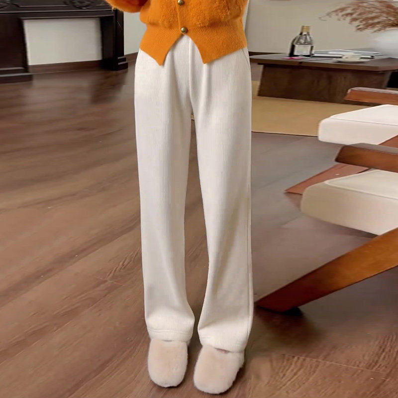 冬季窄版雪尼尔阔腿裤女秋冬高腰垂感小个子2026新款加绒直筒裤子,女装/女士精品,休闲裤,淘宝优惠券,粉丝福利购,淘宝优惠卷