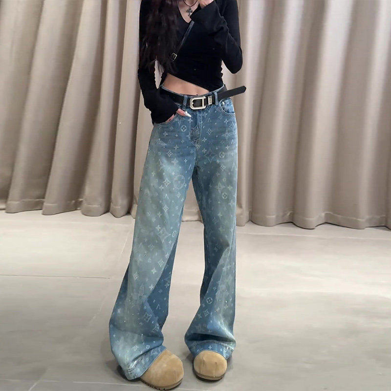 美式弯刀阔腿牛仔裤女2026年春季新款今年流行爆款高腰宽松直筒裤,女装/女士精品,牛仔裤,淘宝优惠券,粉丝福利购,淘宝优惠卷