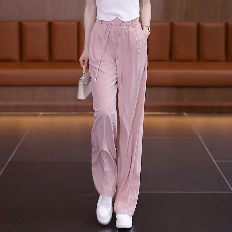 窄版冰丝阔腿裤女夏季薄款2026新款高腰宽松垂感休闲直筒山本裤子,女装/女士精品,真丝上装,淘宝优惠券,粉丝福利购,淘宝优惠卷