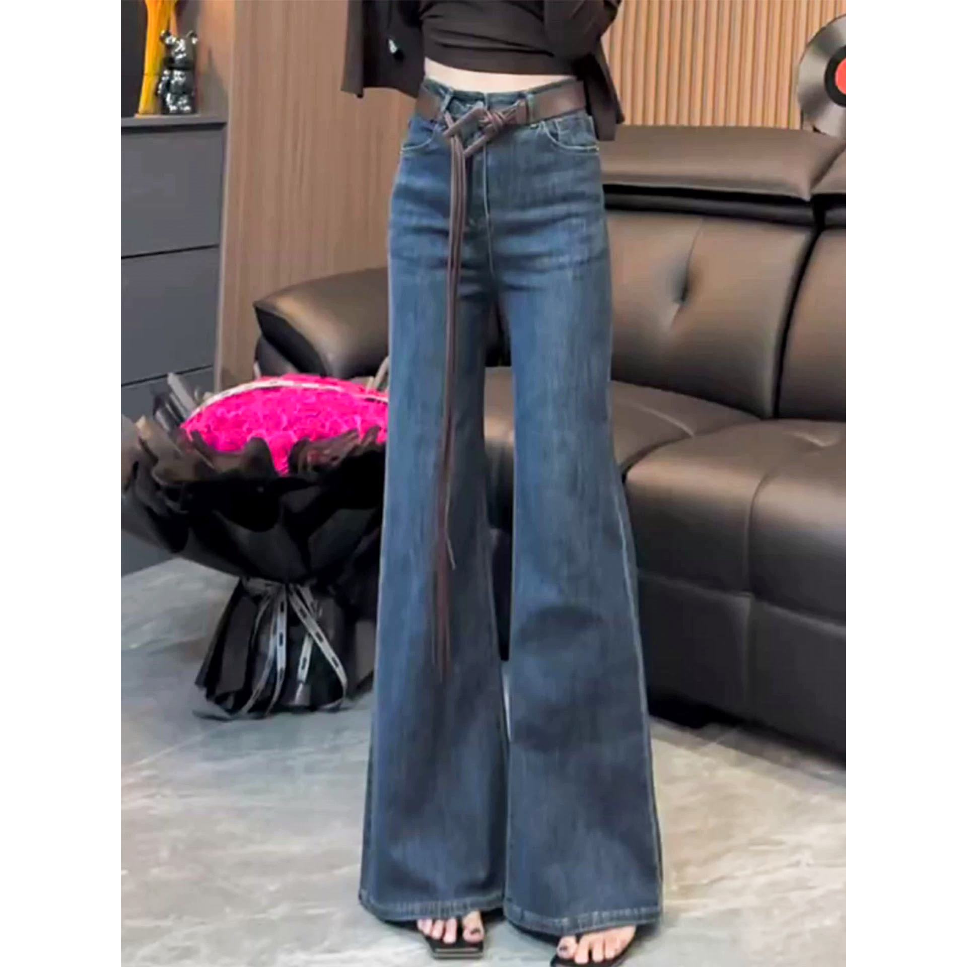 加绒不贴腿微喇牛仔裤女秋冬季2025新款高腰显瘦小个子阔腿喇叭裤,女装/女士精品,牛仔裤,淘宝优惠券,粉丝福利购,淘宝优惠卷