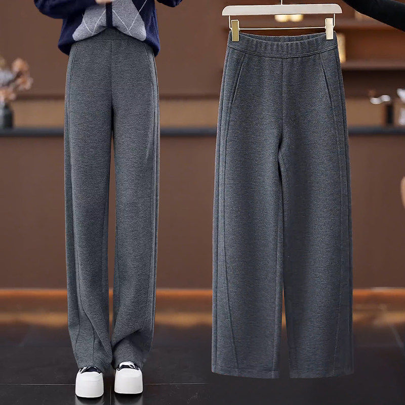 羊毛香蕉阔腿裤女秋冬2026新款松紧高腰毛呢直筒裤加绒休闲镰刀裤,女装/女士精品,大码裤装,淘宝优惠券,粉丝福利购,淘宝优惠卷