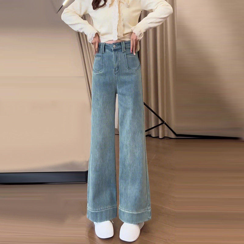 浅色复古窄版直筒牛仔裤女冬季2026年新款高腰显瘦小个子阔腿裤子,女装/女士精品,牛仔裤,淘宝优惠券,粉丝福利购,淘宝优惠卷