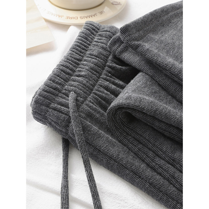 格雷系穿搭！深灰色加绒窄版糯米裤女冬季加厚保暖直筒裤休闲卫裤