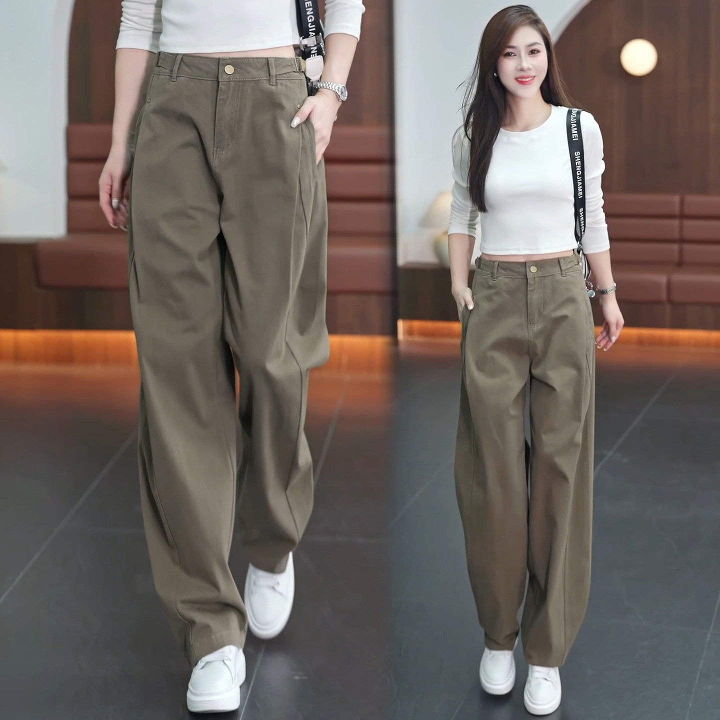 弯刀工装裤女春秋季2026新款今年流行高腰宽松显瘦休闲阔腿镰刀裤,女装/女士精品,真丝上装,淘宝优惠券,粉丝福利购,淘宝优惠卷