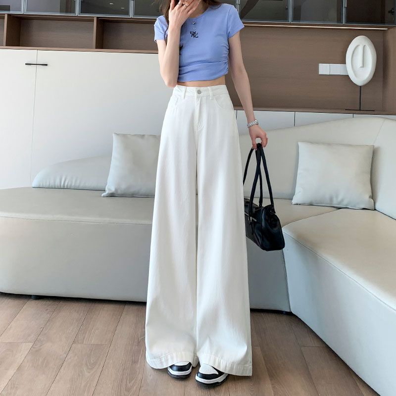 白色天丝阔腿牛仔裤女夏季薄款2025新款高腰宽松休闲垂感冰丝裤子,女装/女士精品,牛仔裤,淘宝优惠券,粉丝福利购,淘宝优惠卷