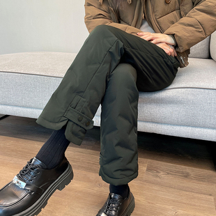 军绿色三防羽绒裤女2025冬新款外穿极寒棉裤小个子防寒保暖阔腿裤