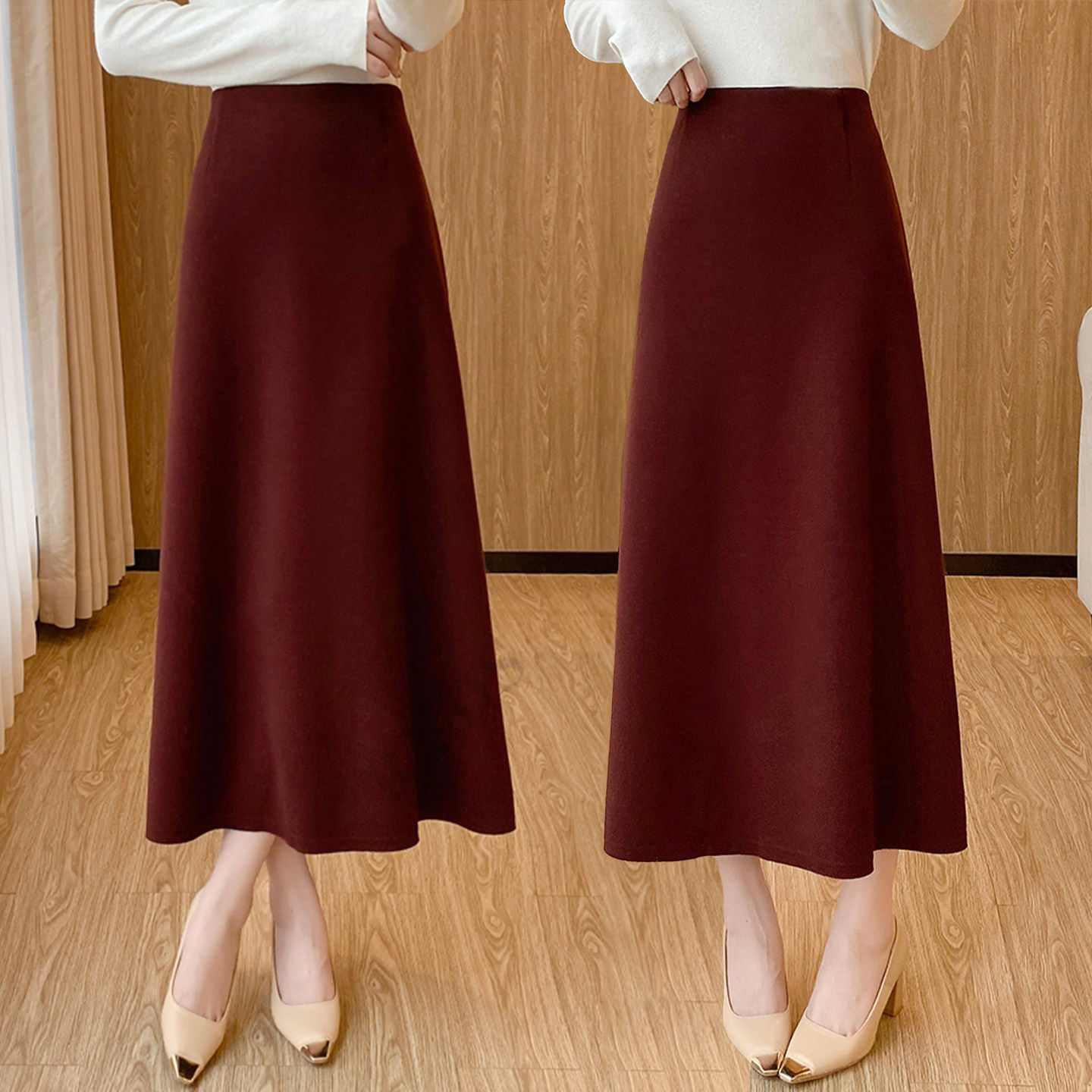 醋酸羊毛半身裙女秋冬2026新款高腰显瘦a字长裙遮胯毛呢大摆伞裙,女装/女士精品,大码半身裙,淘宝优惠券,粉丝福利购,淘宝优惠卷