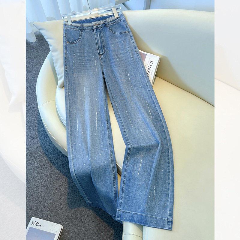 烫钻窄版阔腿牛仔裤女秋冬季2026新款高腰垂感宽松高端加绒直筒裤,女装/女士精品,牛仔裤,淘宝优惠券,粉丝福利购,淘宝优惠卷